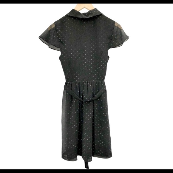 Kensie black polka dot flutter chiffon dress sizeS - Picture 3 of 4